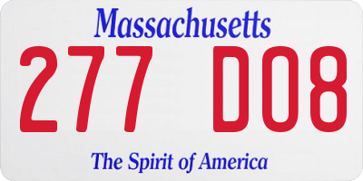 MA license plate 277DO8