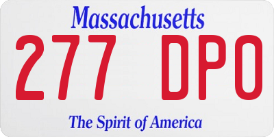 MA license plate 277DP0
