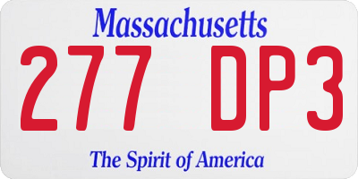 MA license plate 277DP3