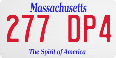 MA license plate 277DP4