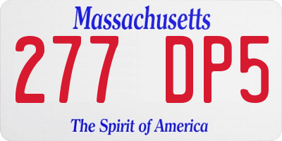 MA license plate 277DP5