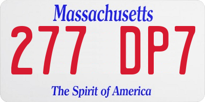 MA license plate 277DP7