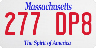 MA license plate 277DP8