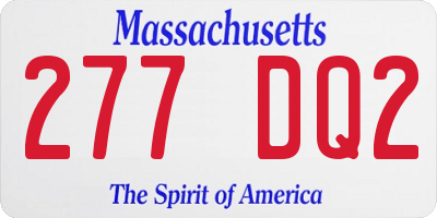 MA license plate 277DQ2