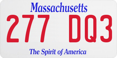 MA license plate 277DQ3