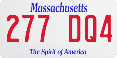 MA license plate 277DQ4