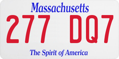 MA license plate 277DQ7