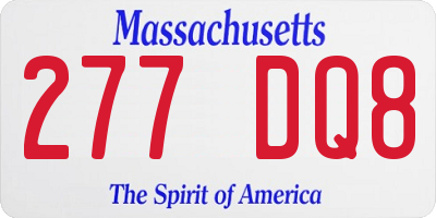 MA license plate 277DQ8