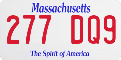 MA license plate 277DQ9