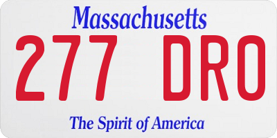 MA license plate 277DR0
