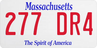 MA license plate 277DR4
