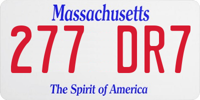 MA license plate 277DR7