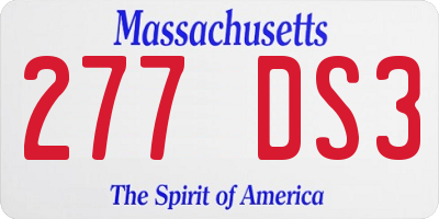 MA license plate 277DS3