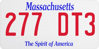 MA license plate 277DT3