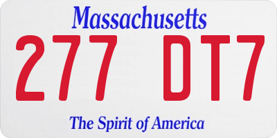 MA license plate 277DT7