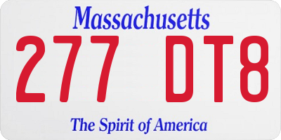MA license plate 277DT8