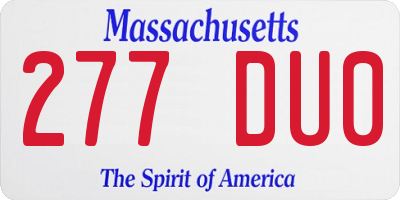 MA license plate 277DU0