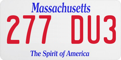 MA license plate 277DU3
