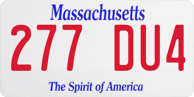 MA license plate 277DU4