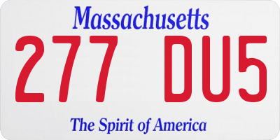 MA license plate 277DU5