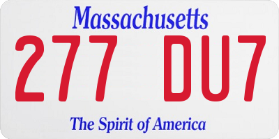 MA license plate 277DU7