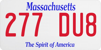 MA license plate 277DU8