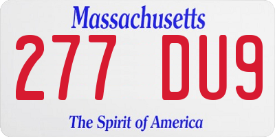 MA license plate 277DU9