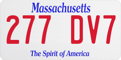 MA license plate 277DV7