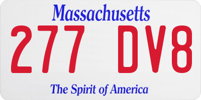 MA license plate 277DV8