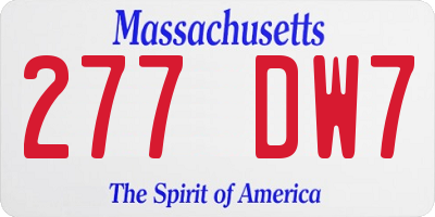 MA license plate 277DW7