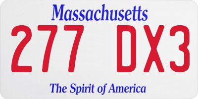 MA license plate 277DX3