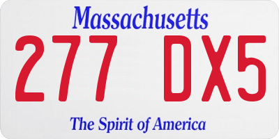 MA license plate 277DX5