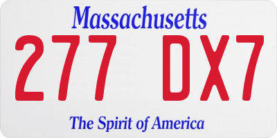 MA license plate 277DX7
