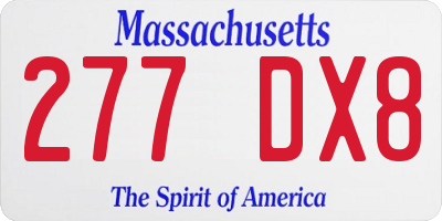 MA license plate 277DX8