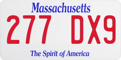 MA license plate 277DX9