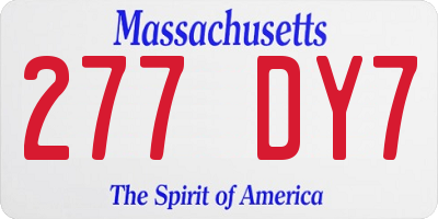 MA license plate 277DY7