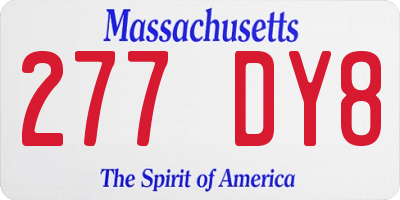 MA license plate 277DY8