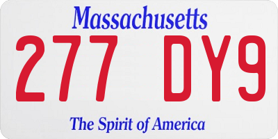 MA license plate 277DY9