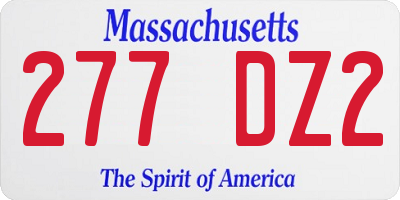 MA license plate 277DZ2