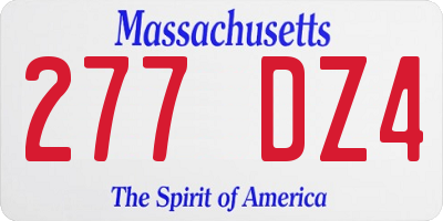 MA license plate 277DZ4