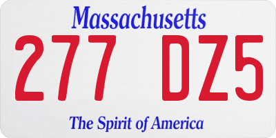 MA license plate 277DZ5