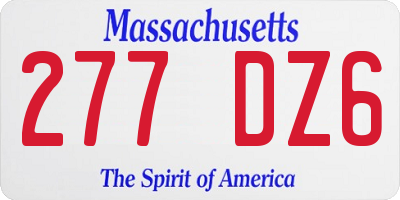 MA license plate 277DZ6