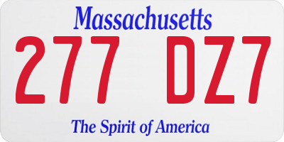 MA license plate 277DZ7