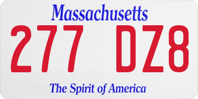 MA license plate 277DZ8