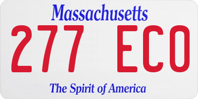 MA license plate 277EC0