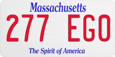MA license plate 277EG0