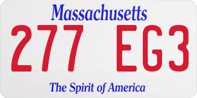 MA license plate 277EG3
