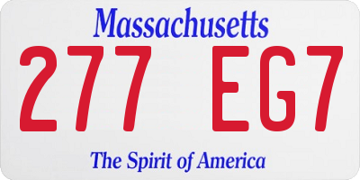 MA license plate 277EG7