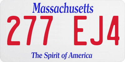 MA license plate 277EJ4