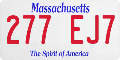MA license plate 277EJ7
